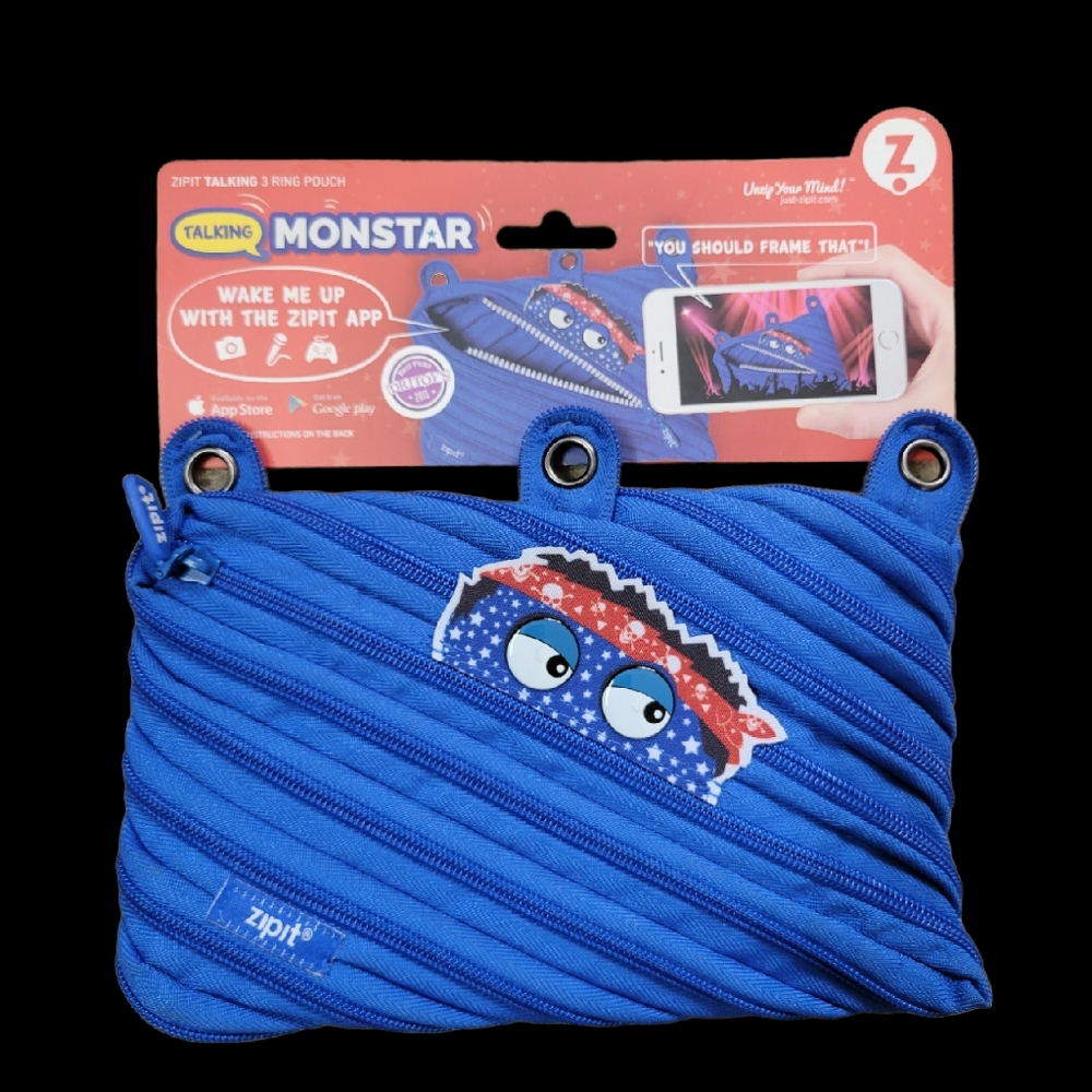 NEW! ZIPIT Blue 3 Ring Pencil/Pen Pouch